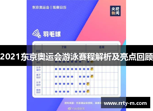 2021东京奥运会游泳赛程解析及亮点回顾